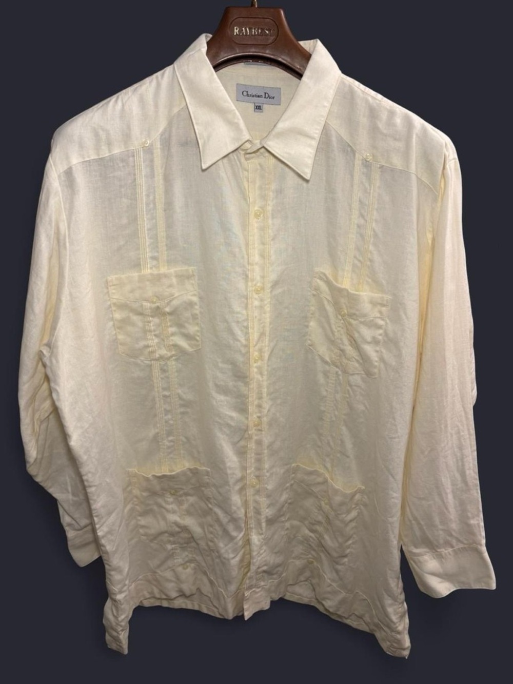 Vintage Christian Dior Cream Button-Up linen Shirt